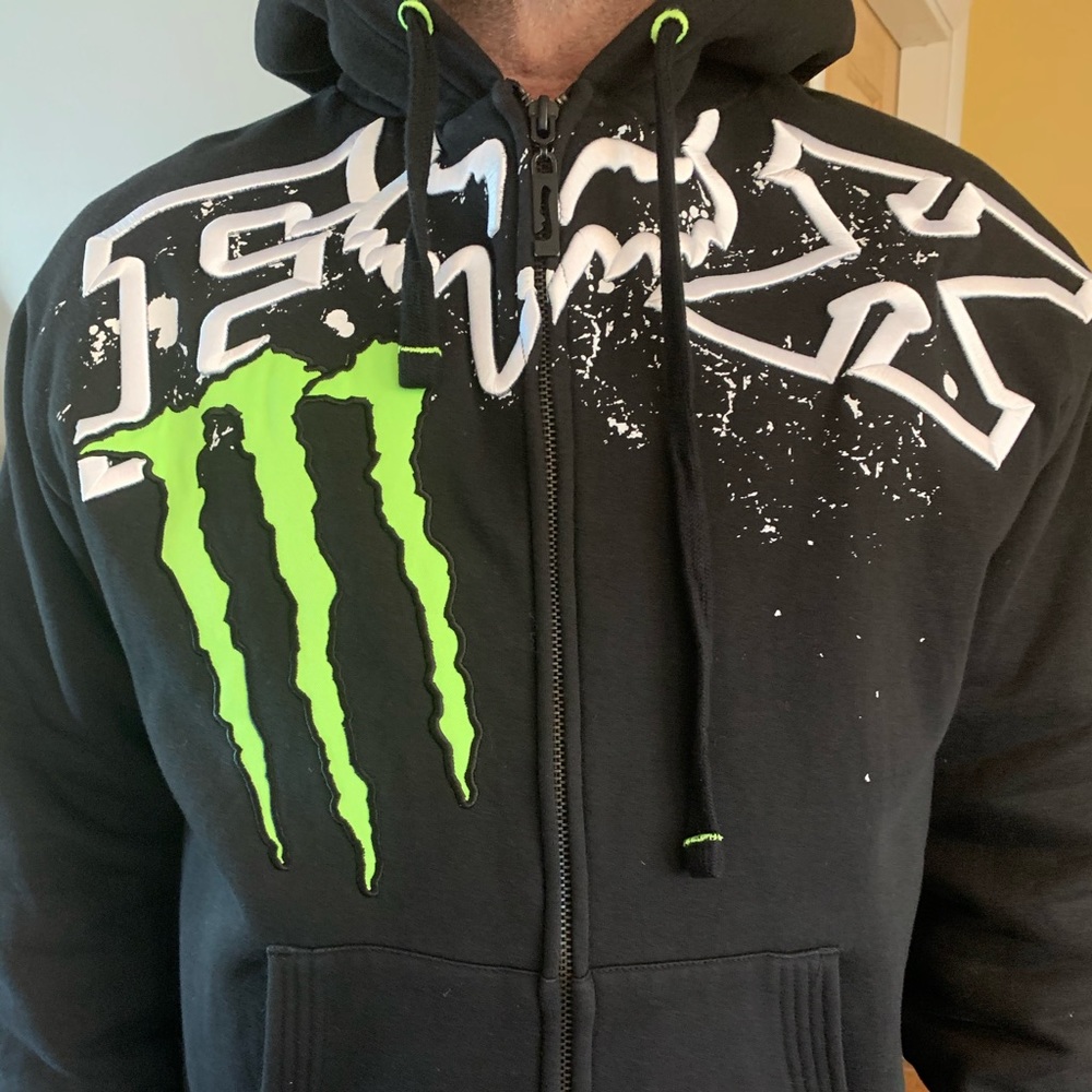 Fur lined Fox Zip up hooded sweatshirt.